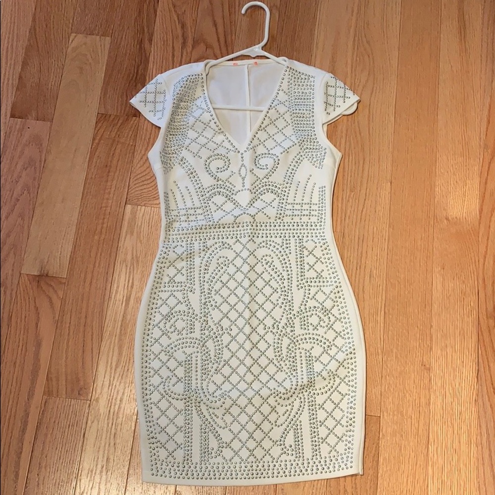 White silver studded dress